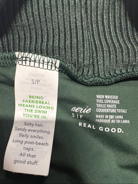 aerie Forest Green Ribbed High-Waist Bikini Set top XS bottom S - Picture 4 of 4